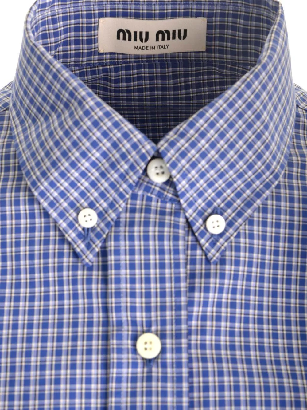 Miu Miu Logo-Embroidered Button-Up Checked Shirt
