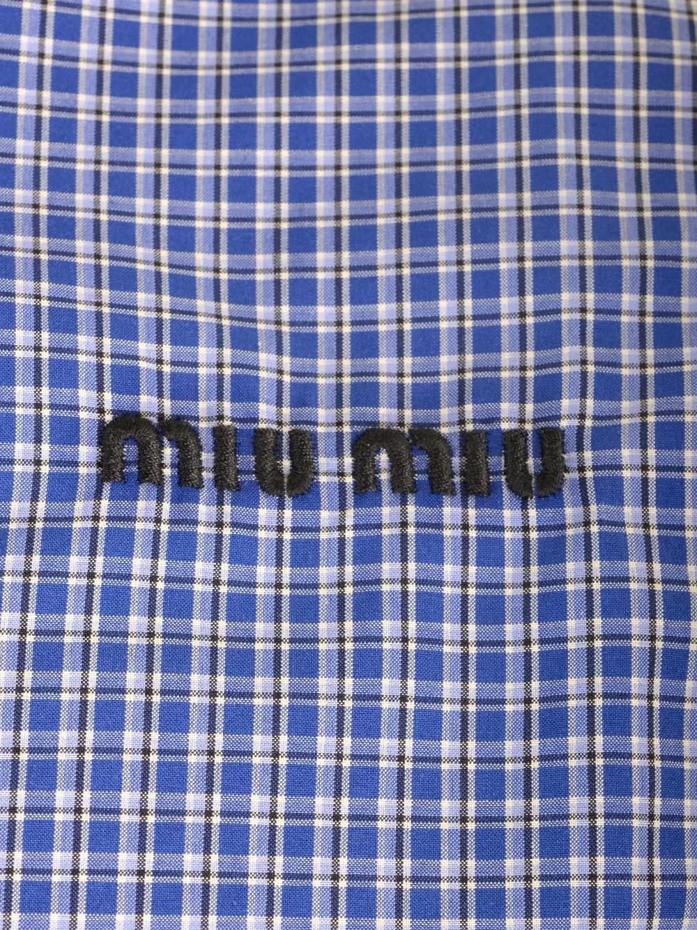 Miu Miu Logo-Embroidered Button-Up Checked Shirt