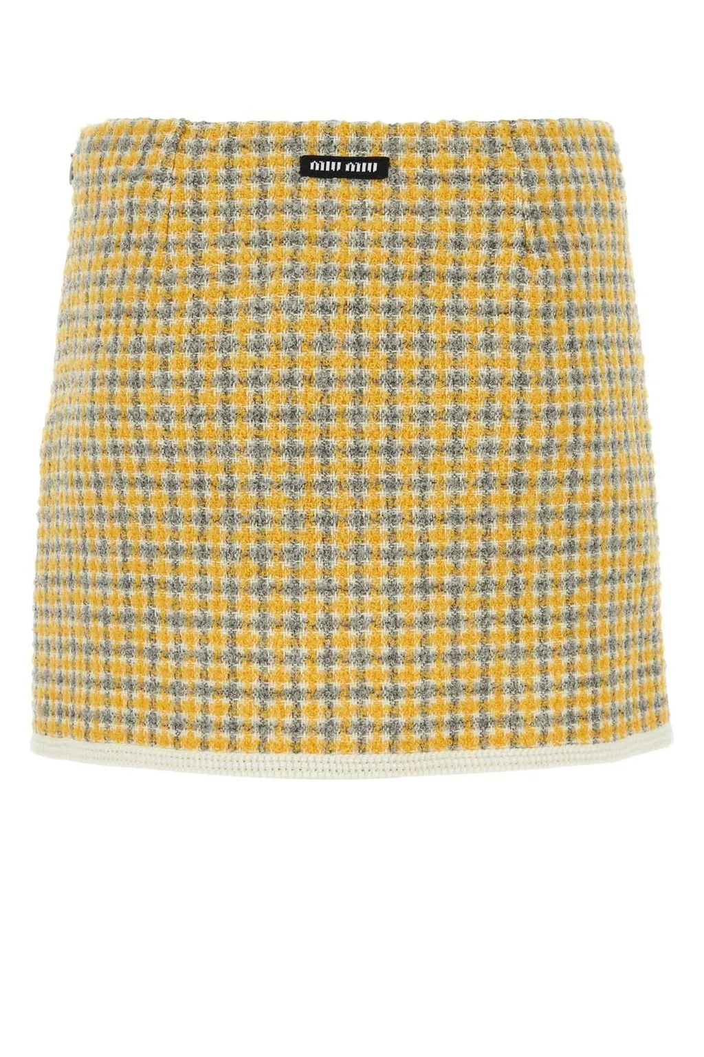 Miu Miu Bouclé Check-Pattern High-Waist Mini Skirt