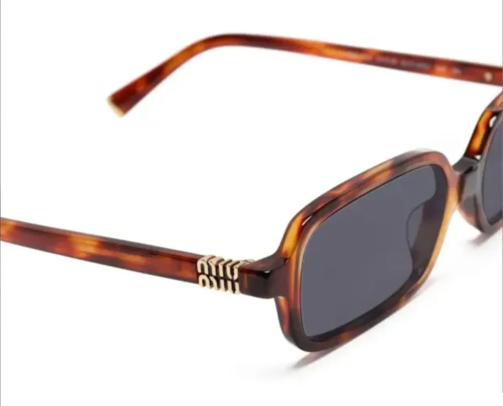 Miu Miu Eyewear Rectangle-Frame Curved Tip Sunglasses