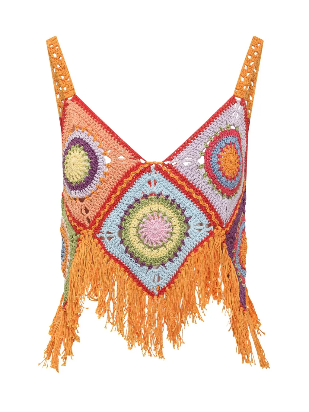 Mixik Crochet Fringe Top