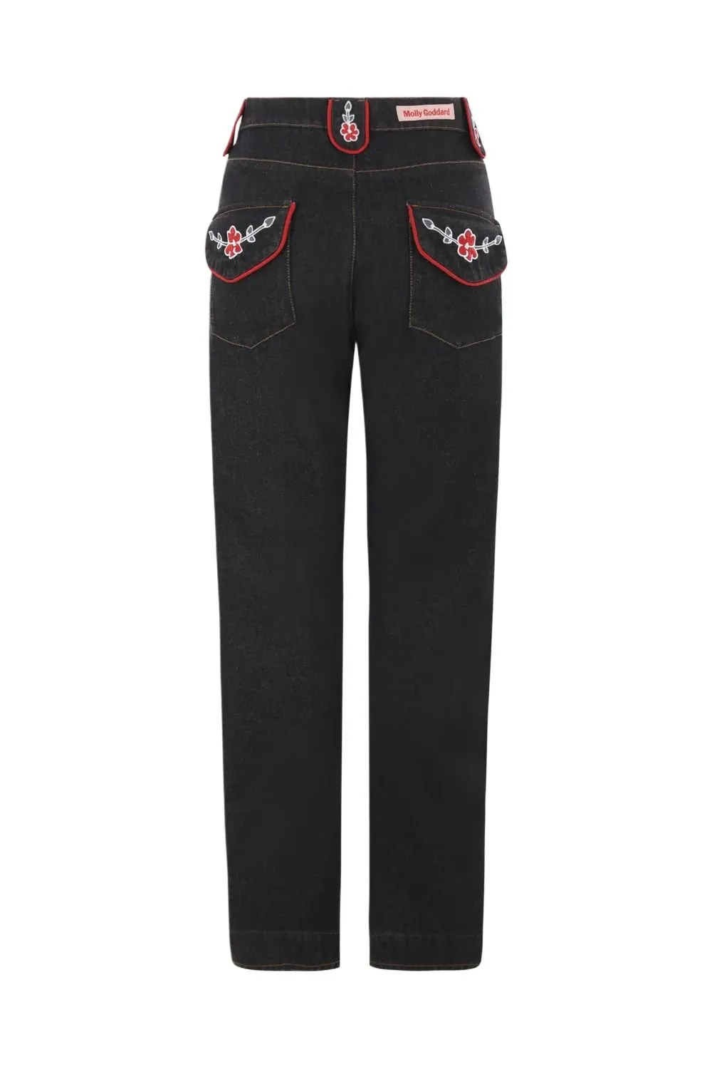 Molly Goddard Floral Embroidered Straight-Leg Jeans