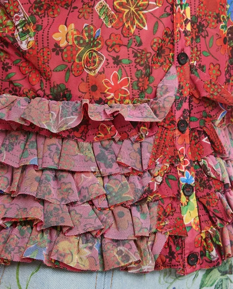 Molly Goddard Floral Printed Knitted Cardigan