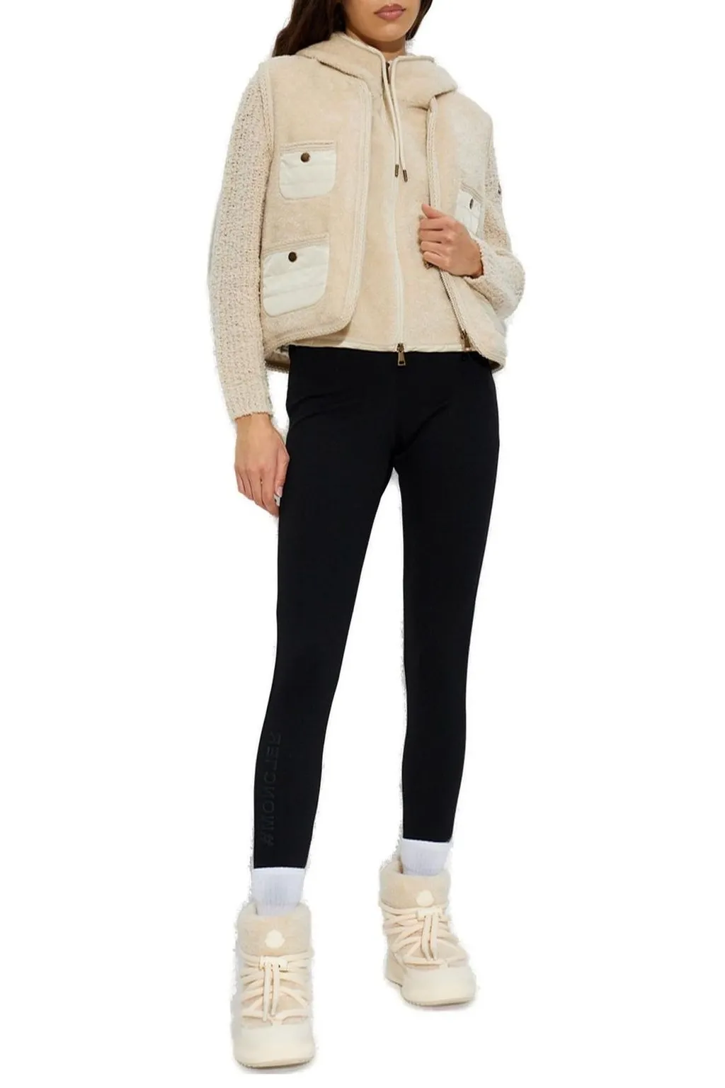 Moncler Bouclé & Teddy Zip-Up Hoodie