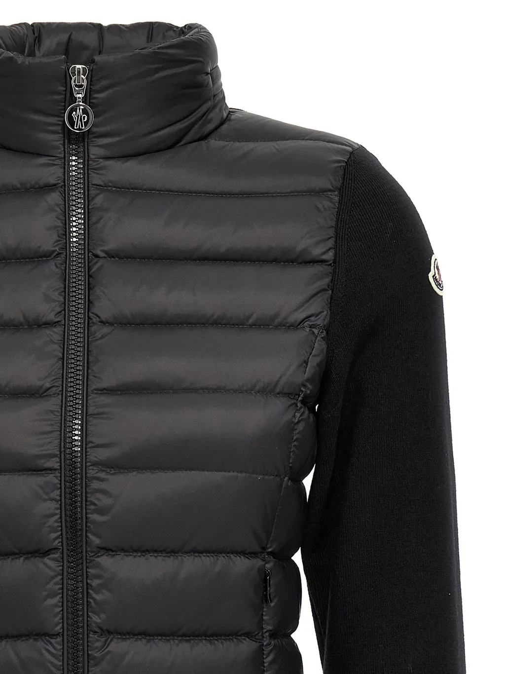Moncler Logo Patch Quilted Zip-Up Cardigan