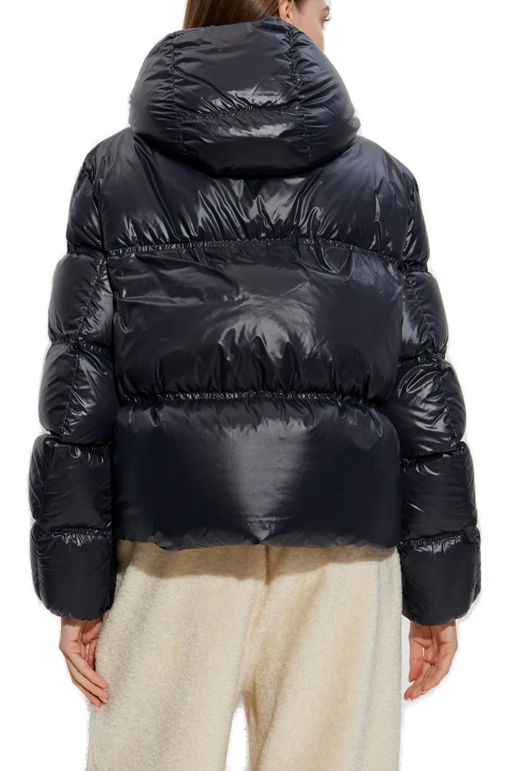 Moncler Erea Square-Quilted Hooded Short Down Jacket