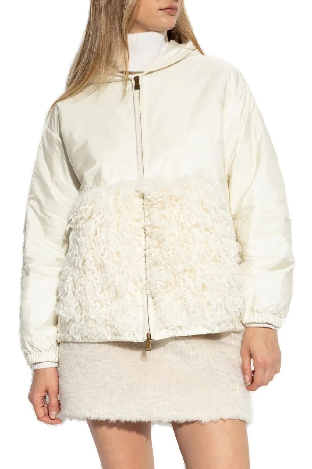 Moncler Teddy-Trimmed Padded Zip-Up Hoodie
