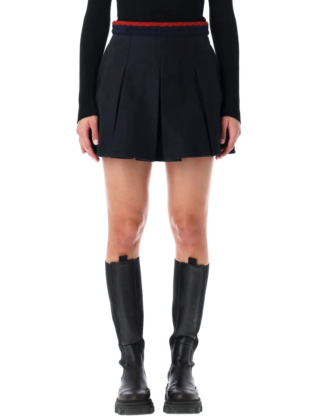 Moncler Gabardine Pleated Mini Skirt