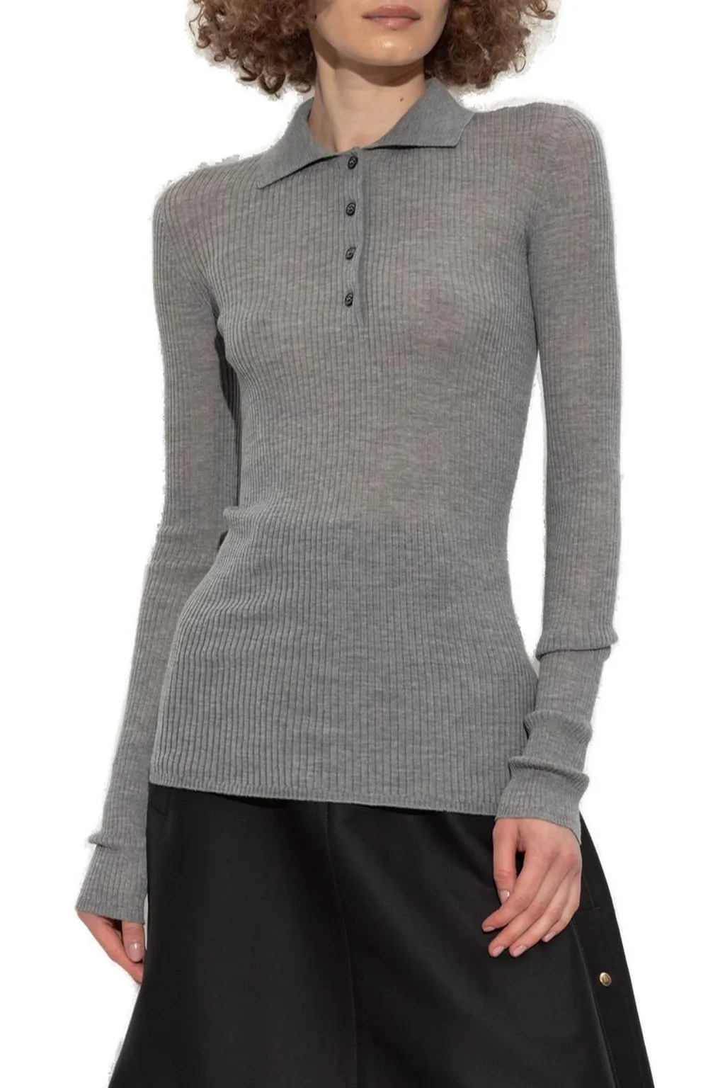 Moncler Button Detailed Long-Sleeved Polo Shirt
