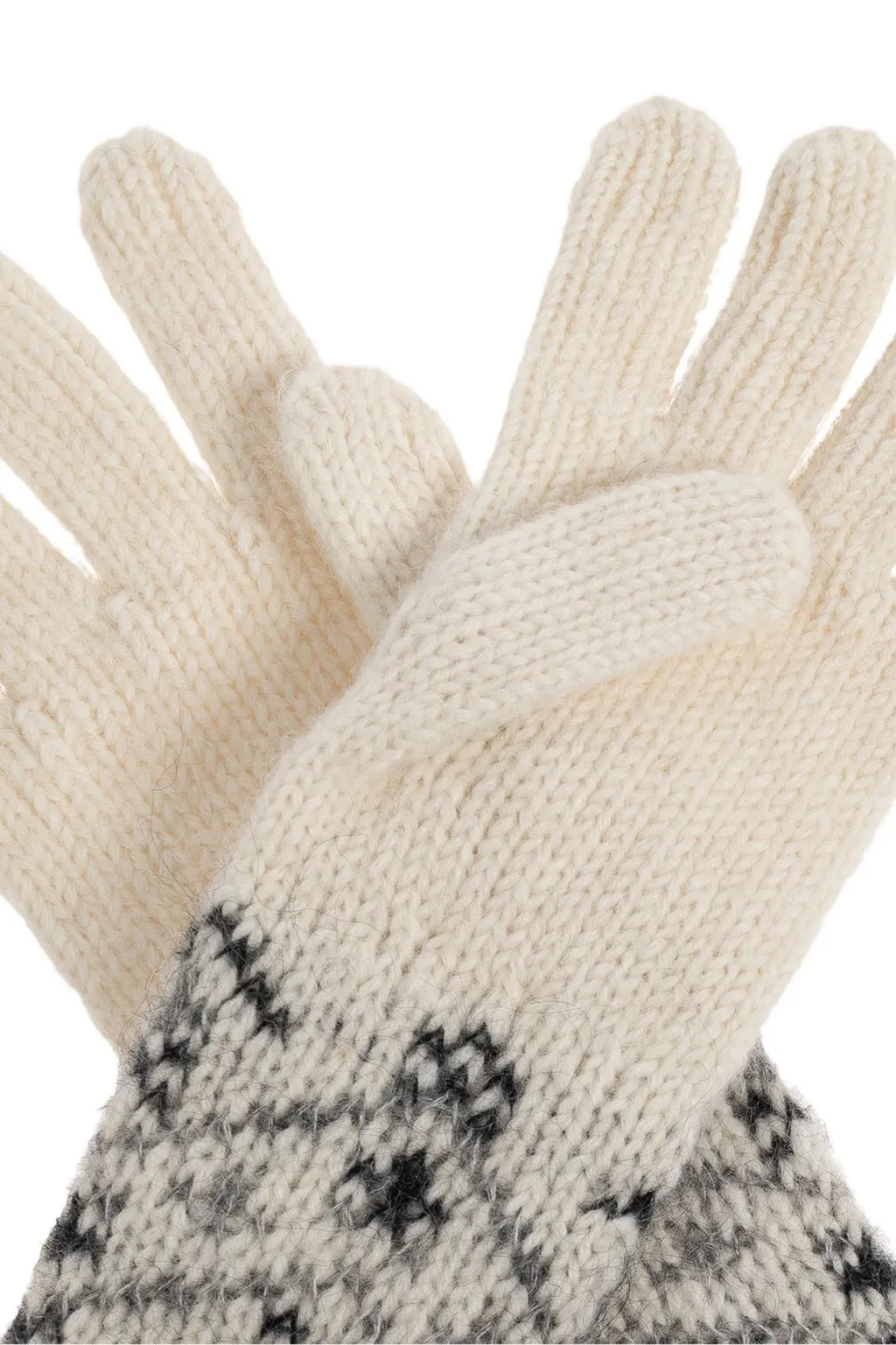 Moncler Crystal-Embroidered Knit Gloves