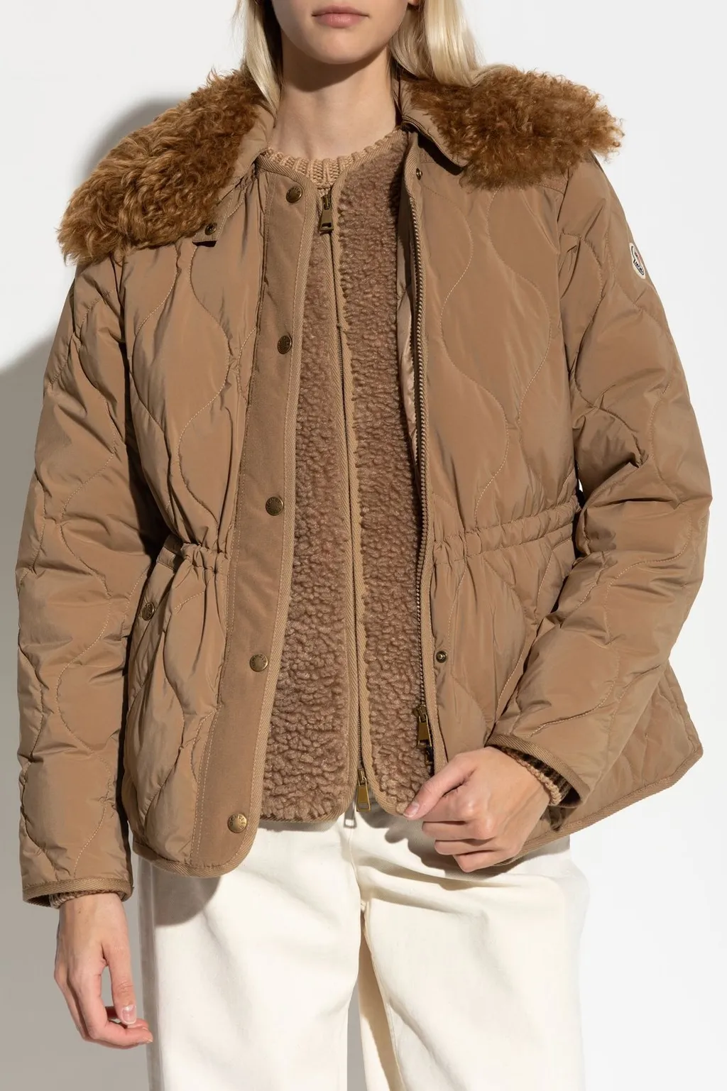 Moncler Quintin 3-In-1 Shearling-Trimmed Short Quilted Jacket