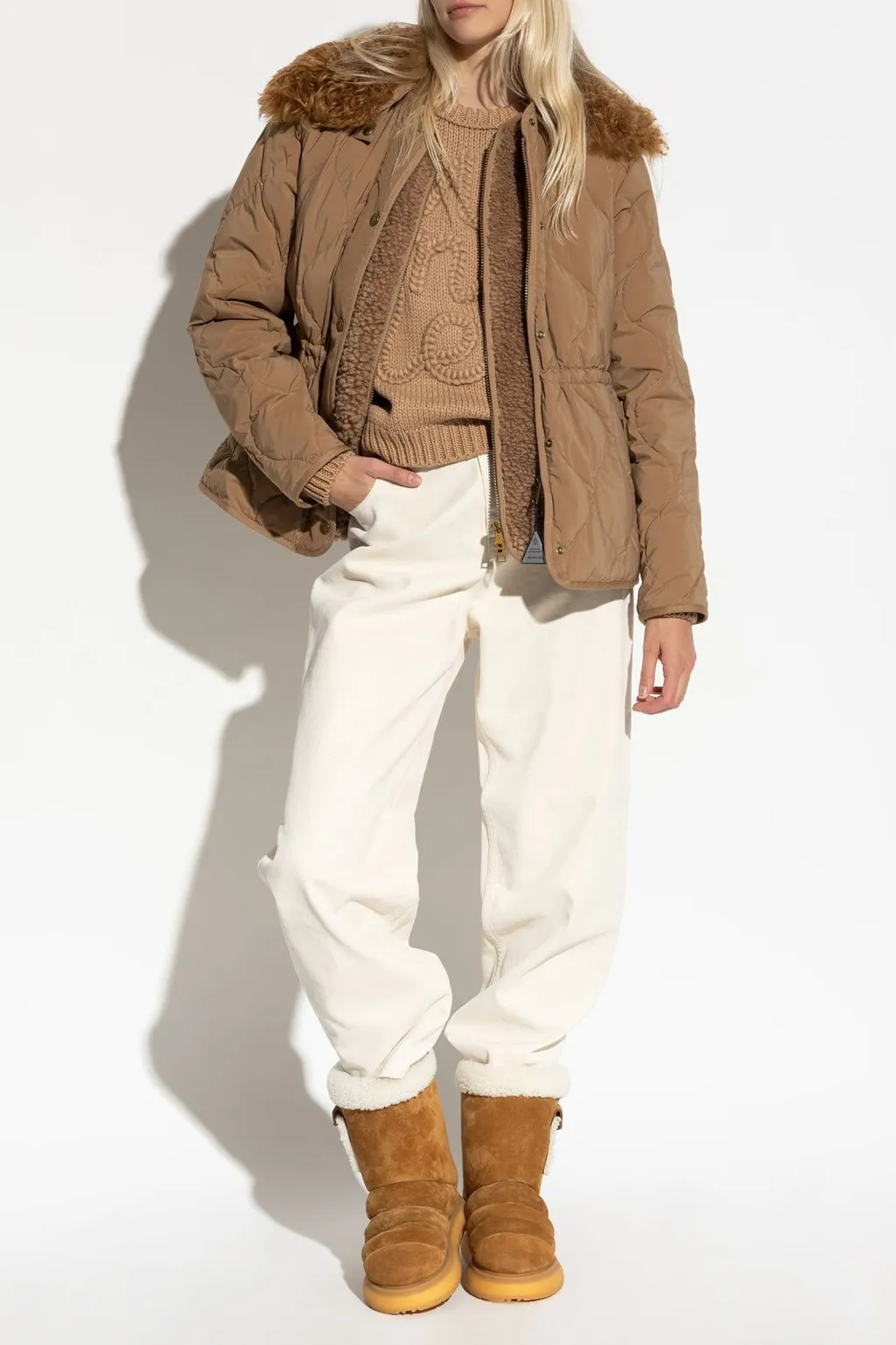 Moncler Quintin 3-In-1 Shearling-Trimmed Short Quilted Jacket
