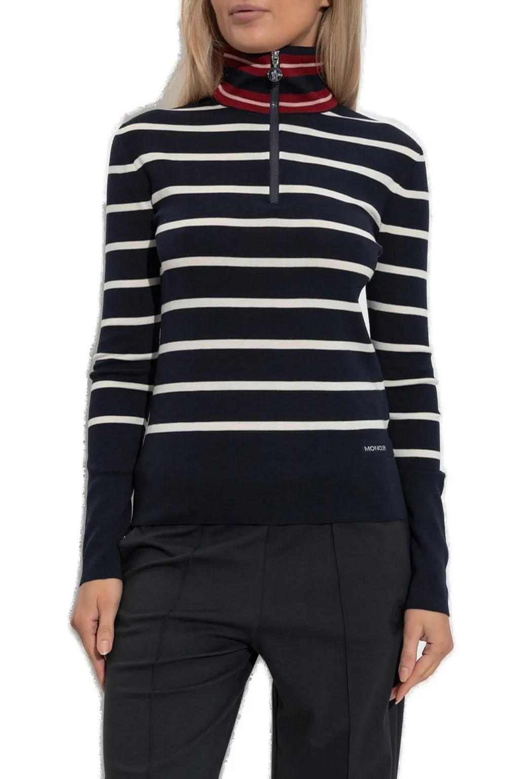 Moncler Striped Polo Neck Jumper