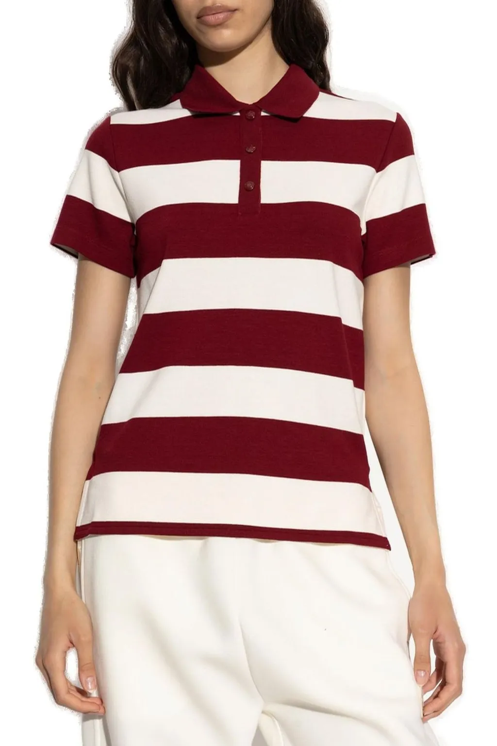 Moncler Striped Short-Sleeved Polo Top