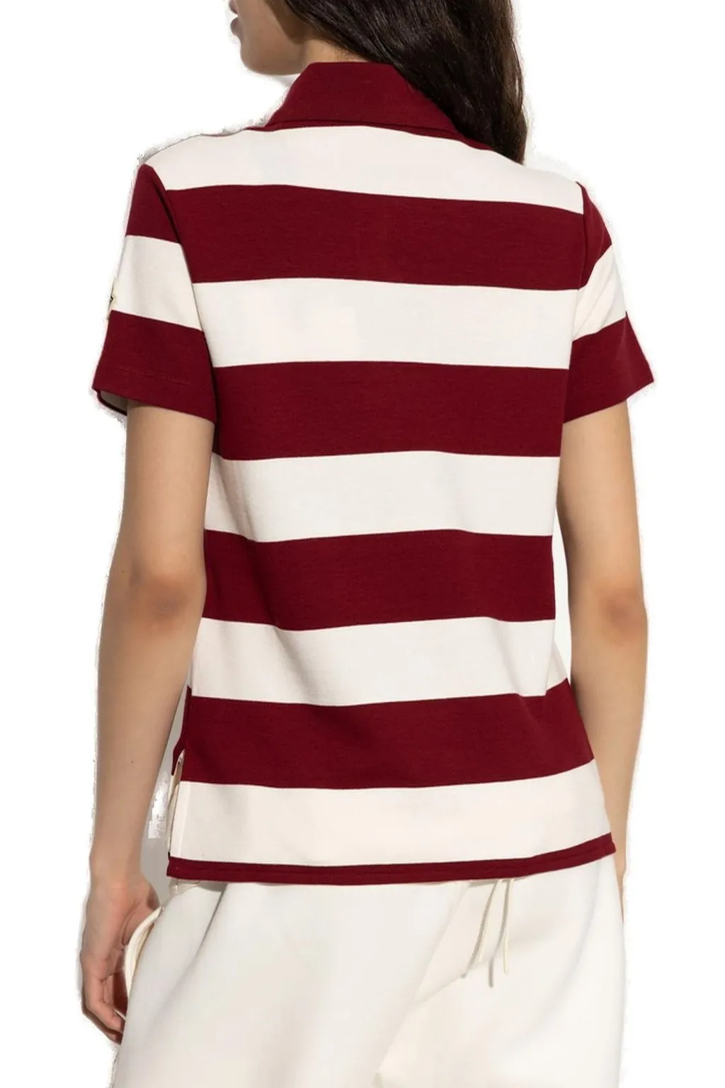 Moncler Striped Short-Sleeved Polo Top