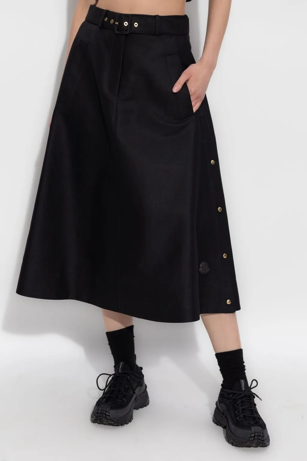 Moncler Logo Patch A-Line Midi Skirt