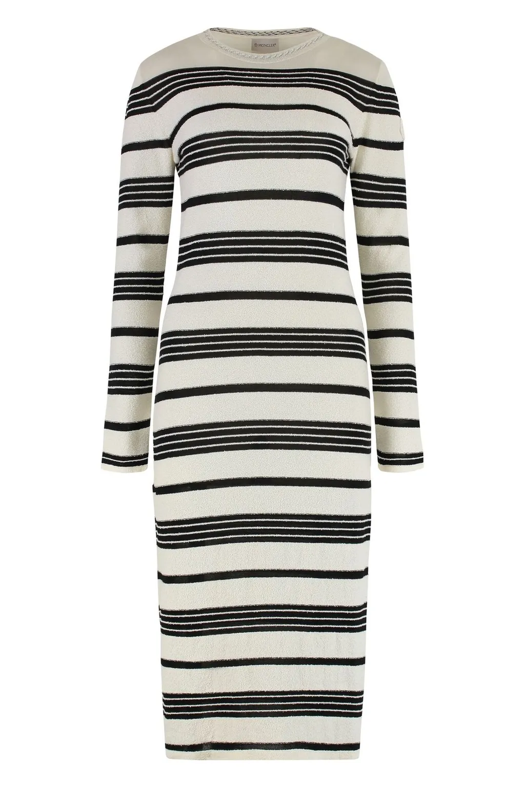 Moncler Striped Long-Sleeved Ribbed Dress