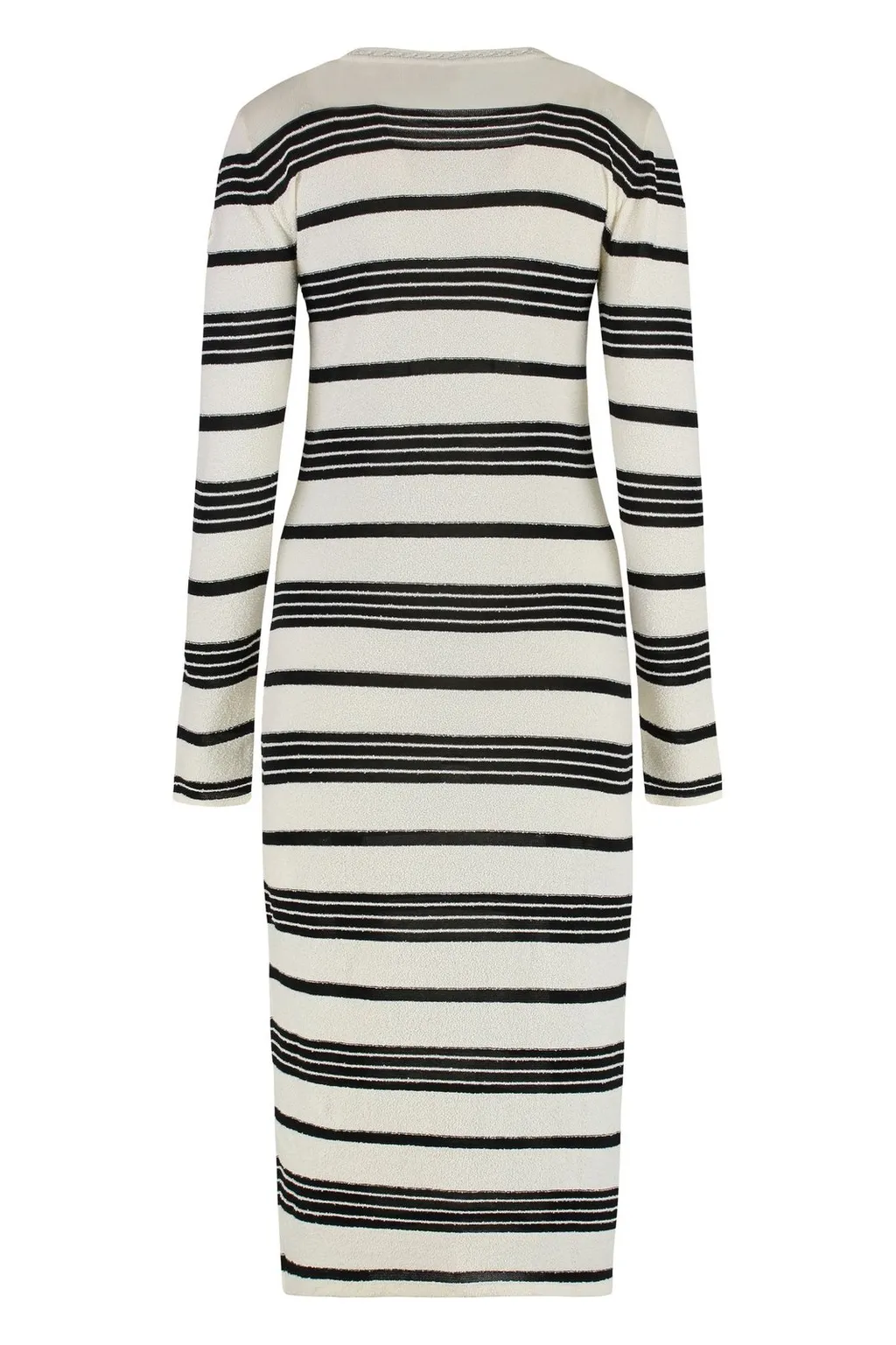 Moncler Striped Long-Sleeved Ribbed Dress