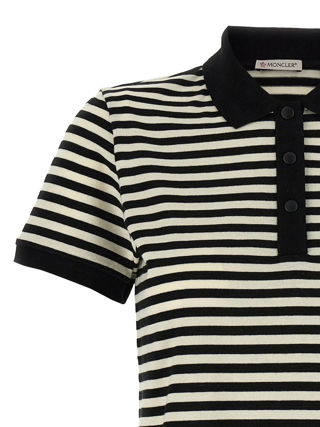 Moncler Logo Patch Striped Polo Shirt