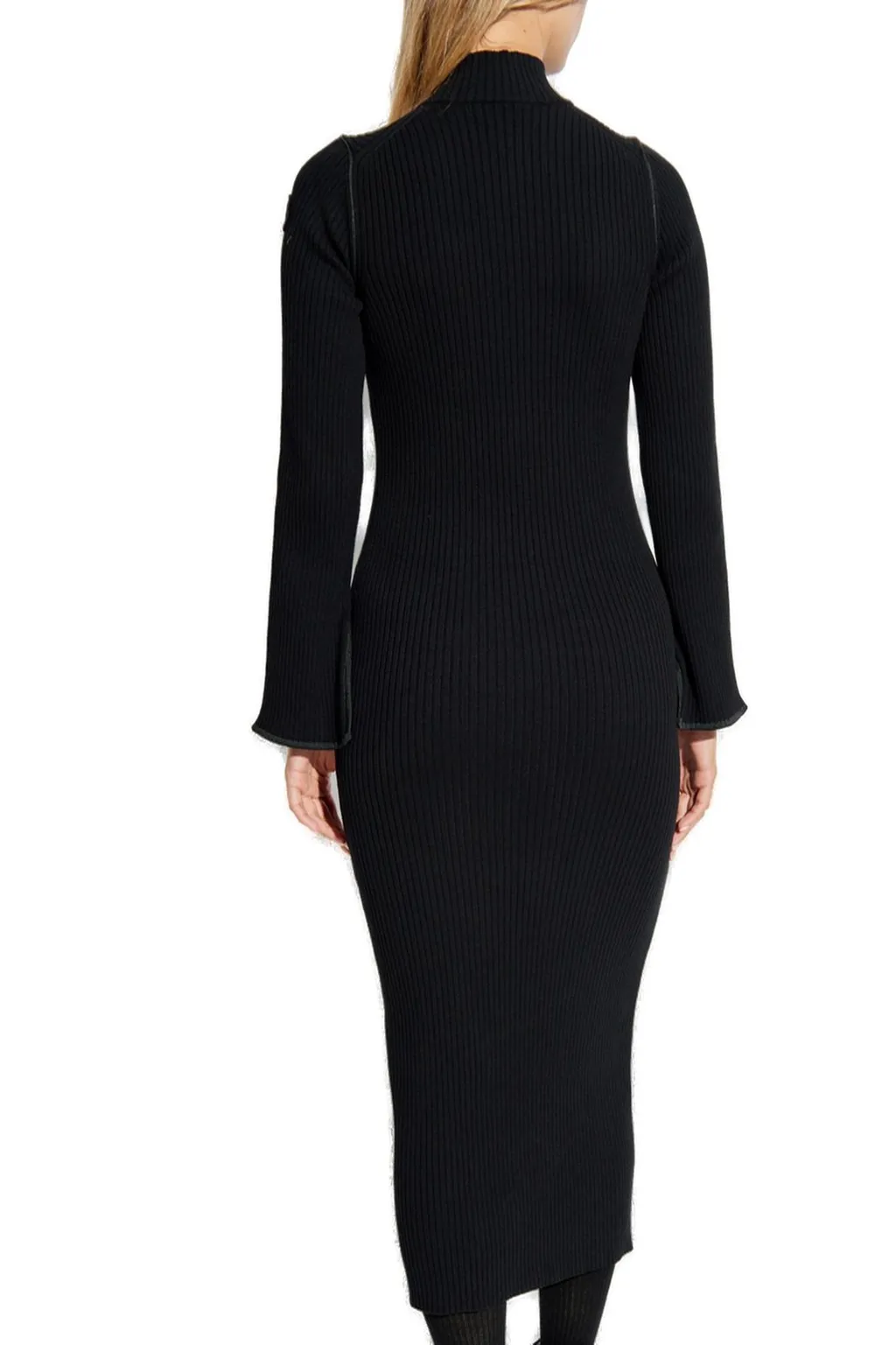 Moncler Half-Zip Ribbed-Knit Midi Dress