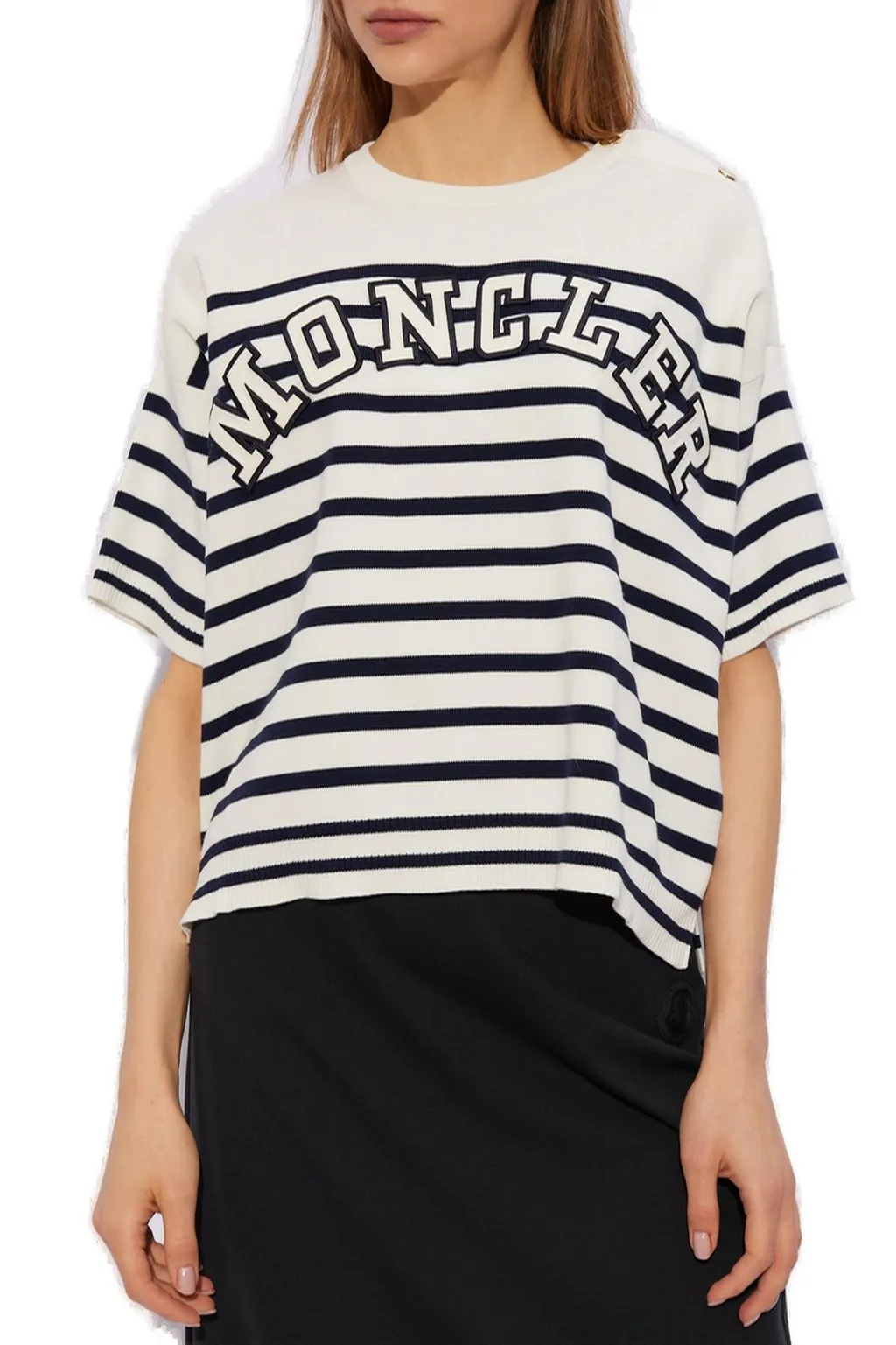 Moncler Striped Logo Knit T-Shirt