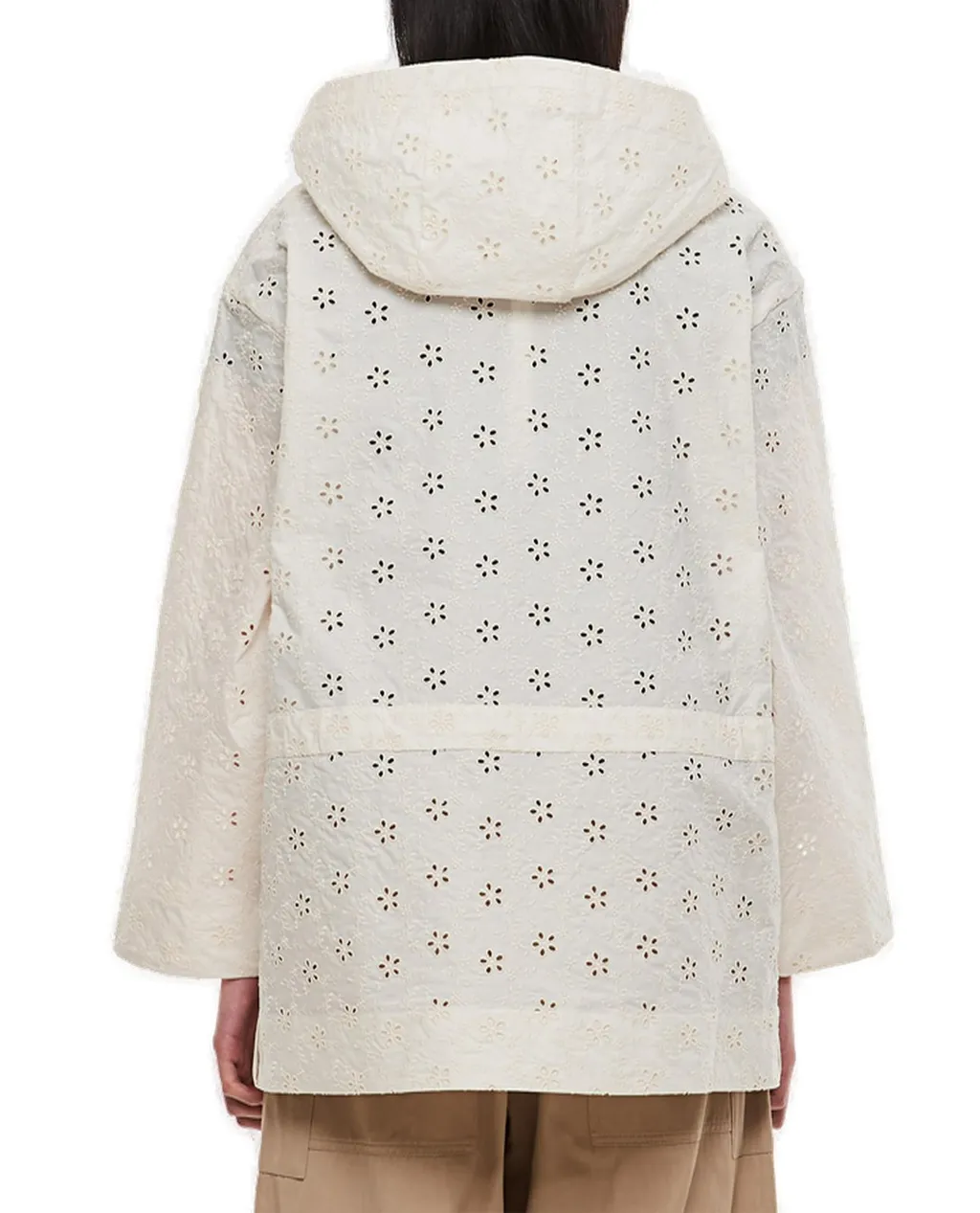 Moncler 1952 Broderie Anglaise Drawstring Cape