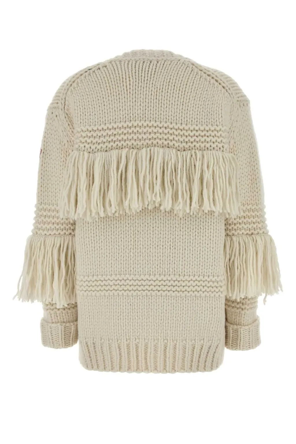 Moncler Grenoble Fringe-Trim V-Neck Cardigan