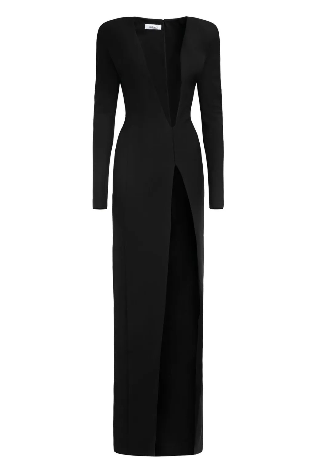 Monot Padded-Shoulder Slit Dress