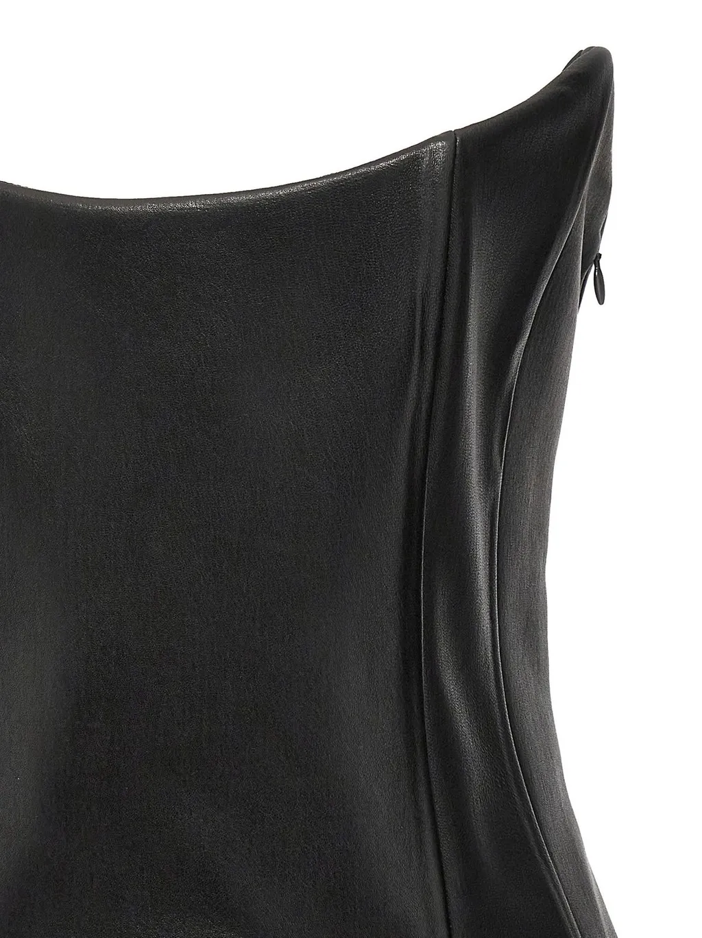 Monot Asymmetric Leather Bustier Top