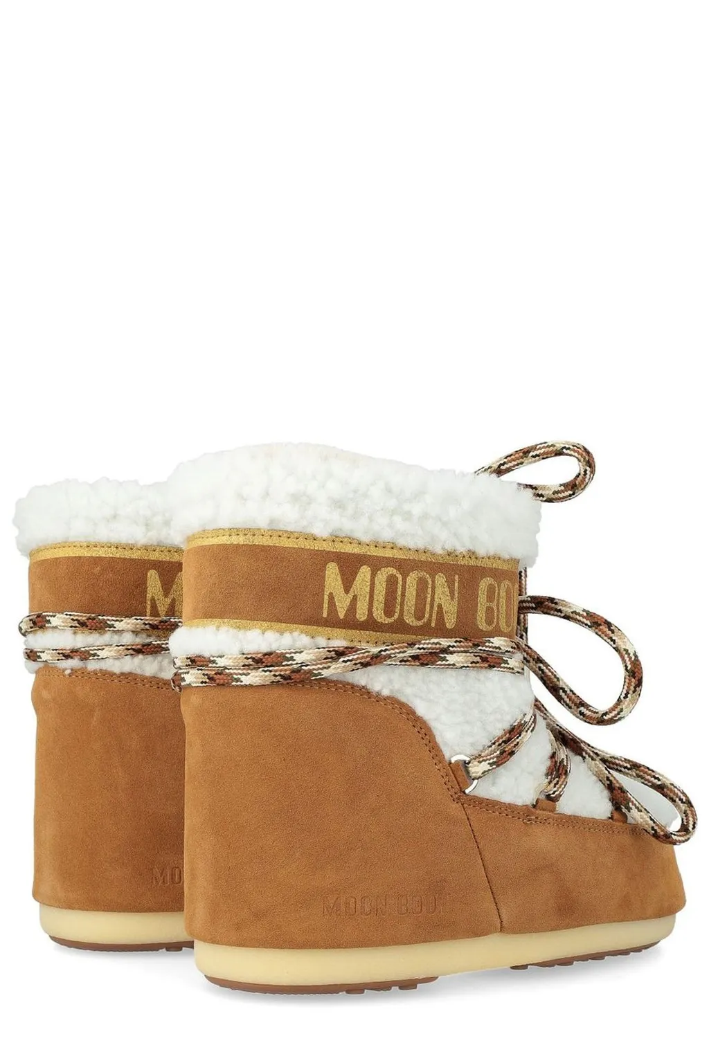 Moon Boot Logo Printed Shearling Lace-Up Boots
