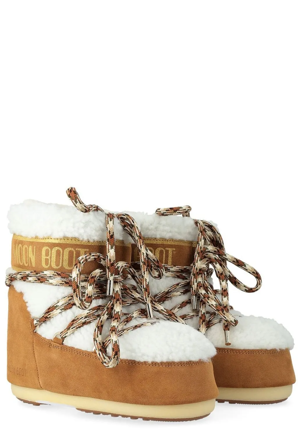 Moon Boot Logo Printed Shearling Lace-Up Boots