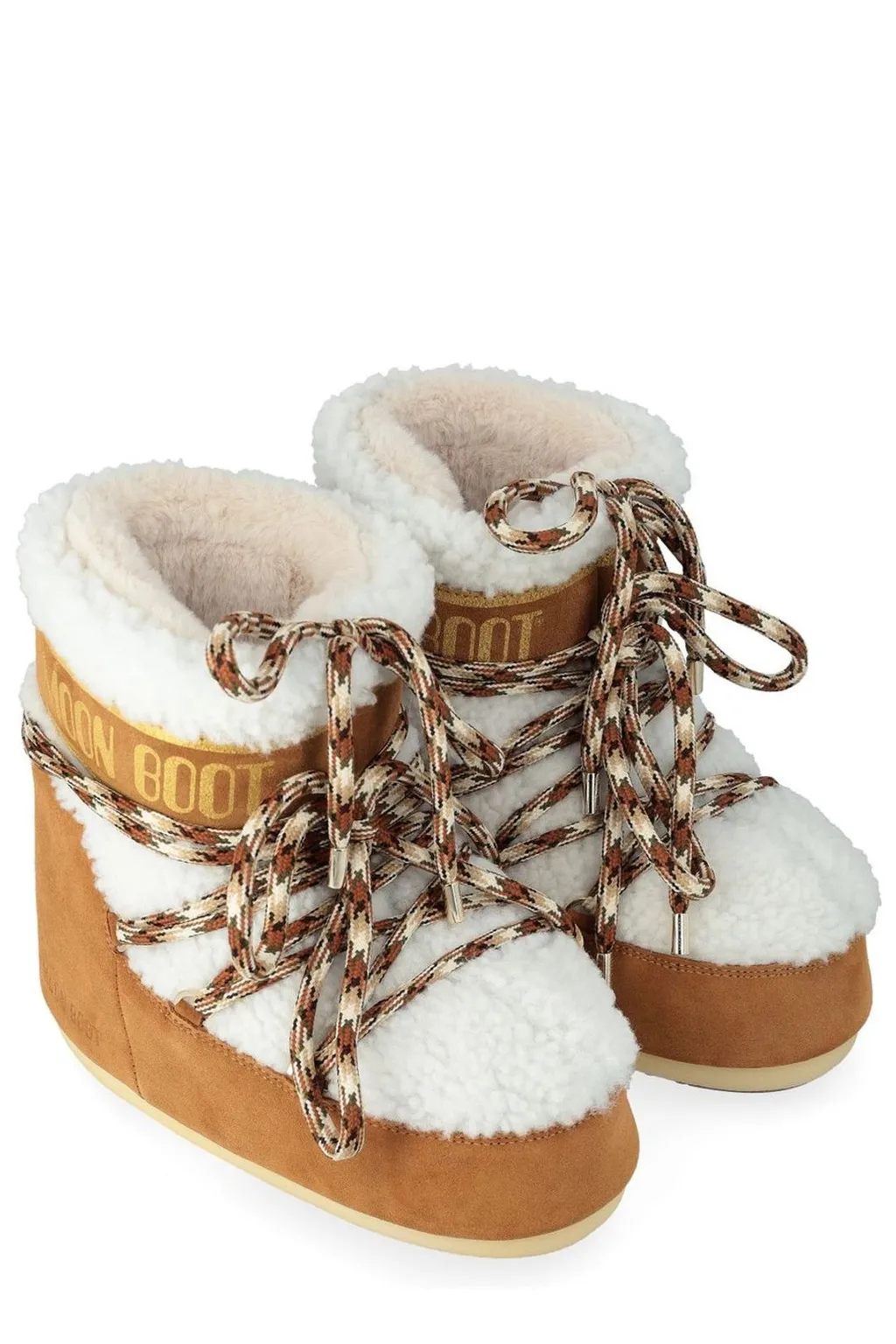 Moon Boot Logo Printed Shearling Lace-Up Boots