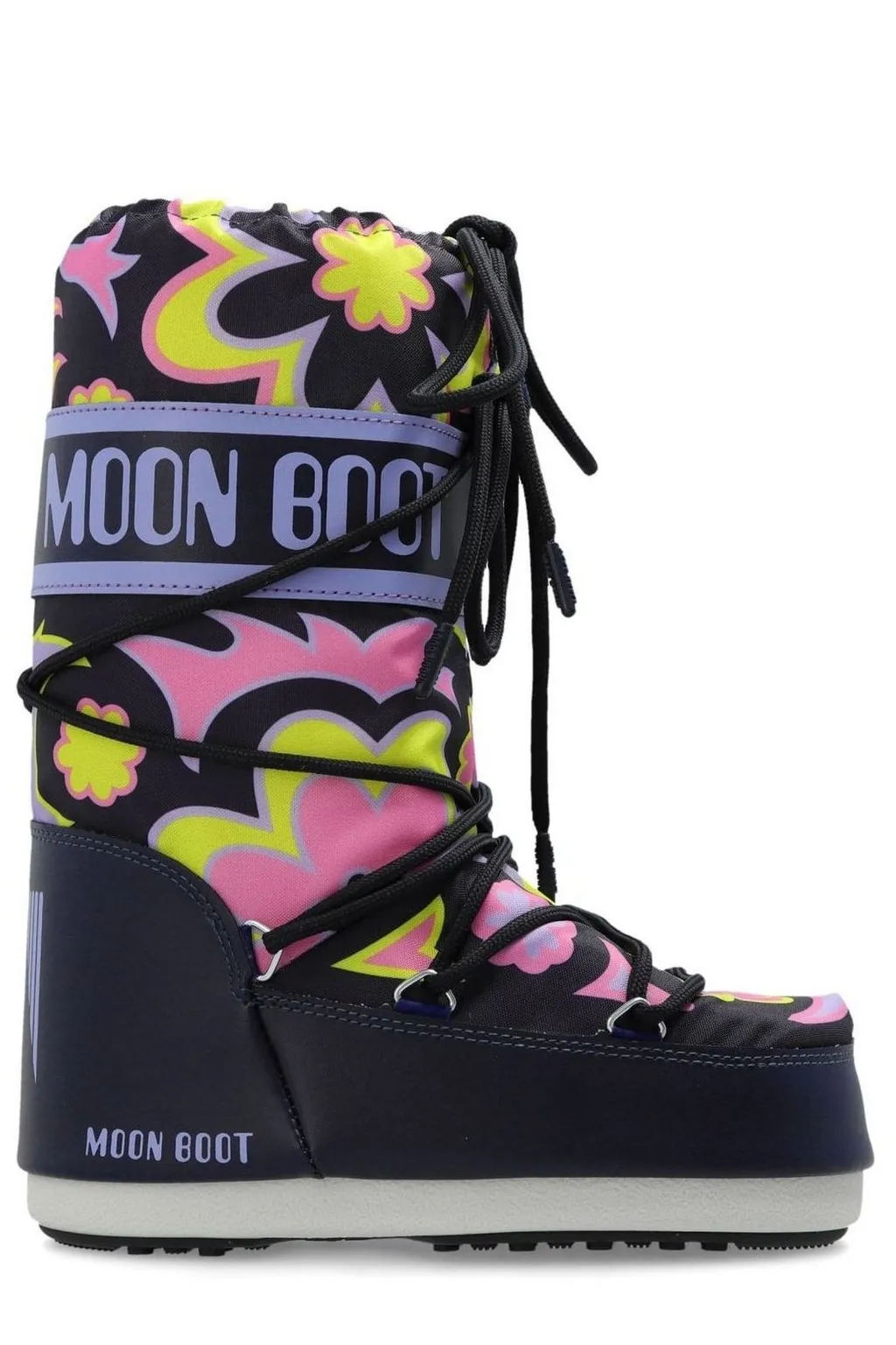 Moon Boot Kids Icon Floral-Printed Lace-Up Boots