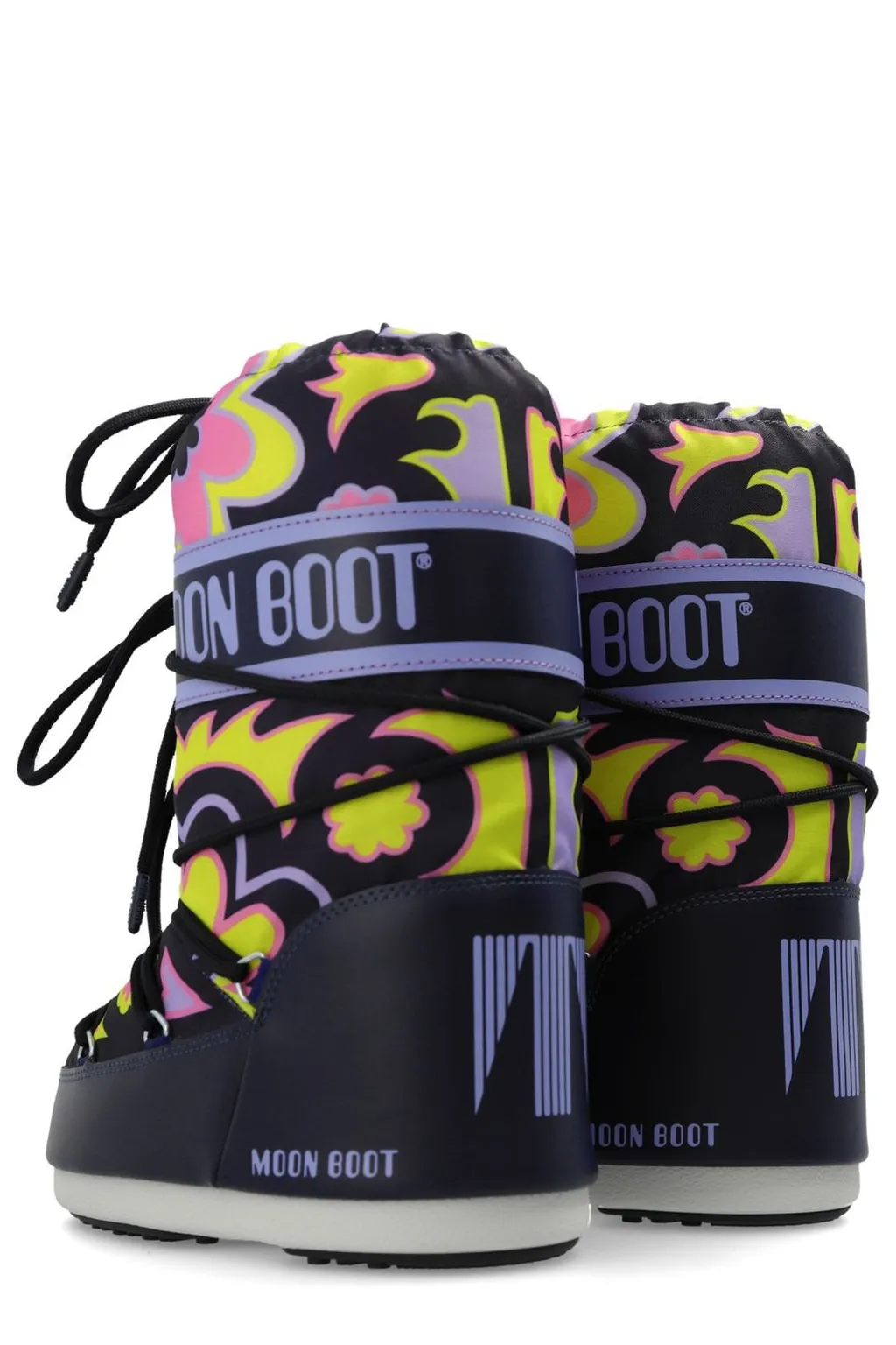 Moon Boot Kids Icon Floral-Printed Lace-Up Boots