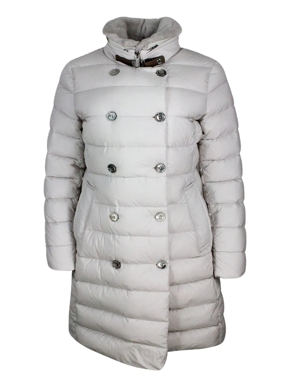 Moorer Longan High-Neck Double-Breasted Padded Coat