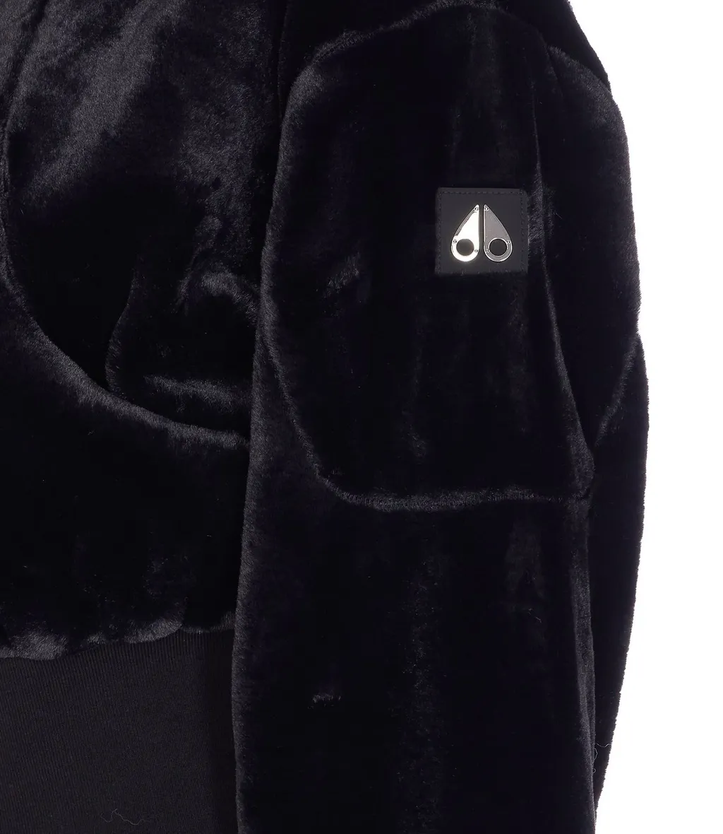 Moose Knuckles Logo Patch Faux Fur Jacket