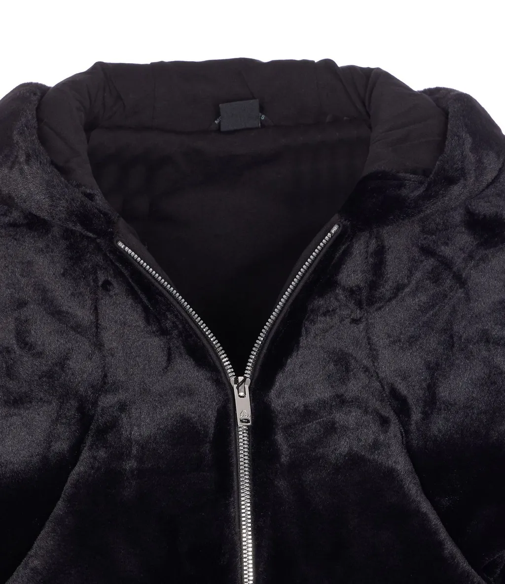 Moose Knuckles Logo Patch Faux Fur Jacket