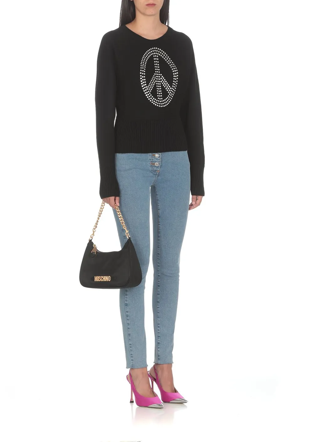 Moschino Jeans Embellished Cropped Jumper