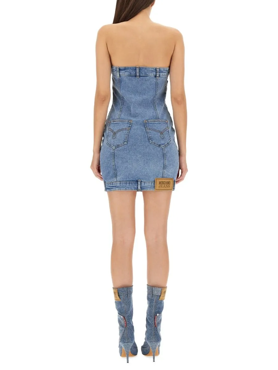 Moschino Jeans Off-Shoulder Denim Dress