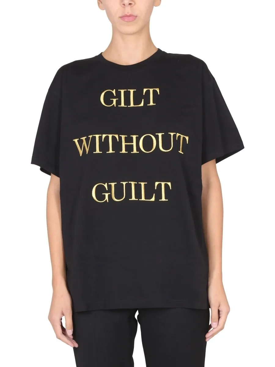 Moschino Gilt Without Guilt Embroidered Crewneck T-Shirt