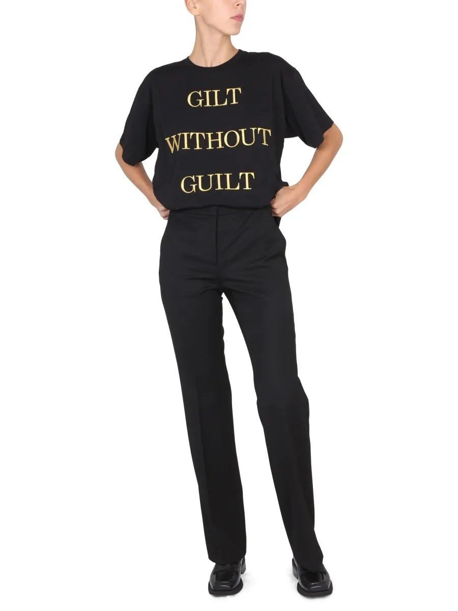 Moschino Gilt Without Guilt Embroidered Crewneck T-Shirt