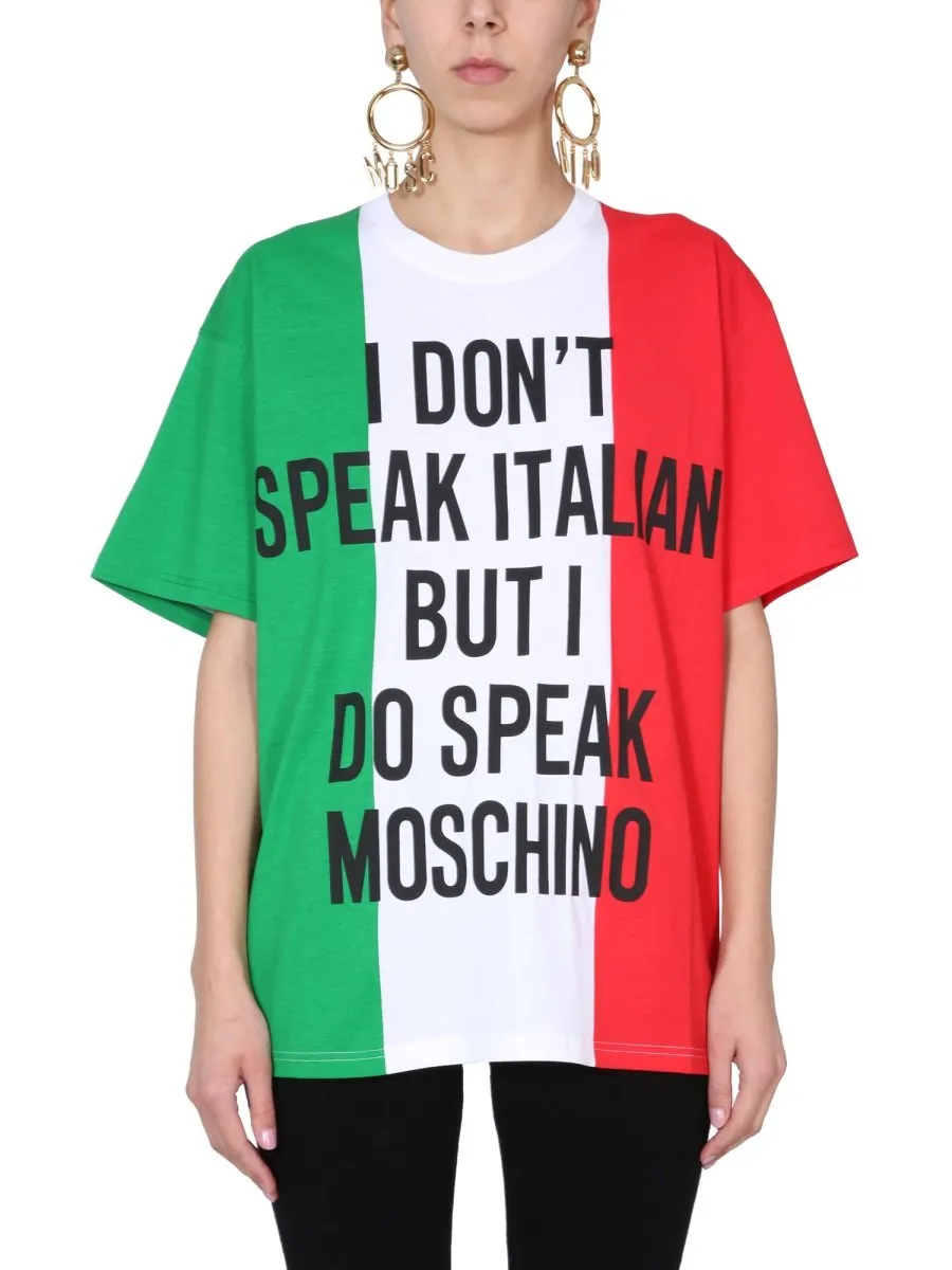 Moschino Italian Slogan Printed T-Shirt