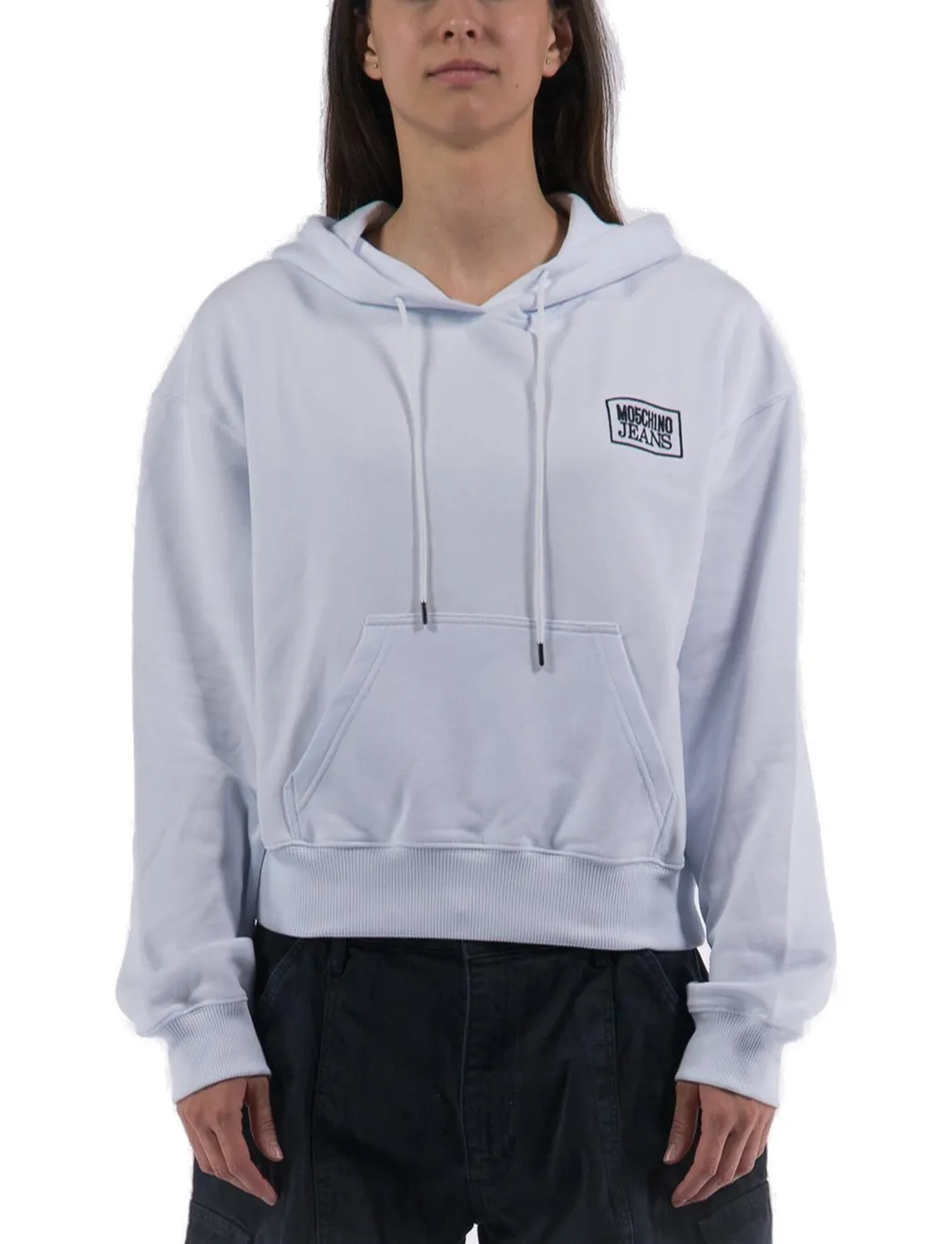 Moschino Jeans Logo Embroidered Drawstring Hoodie