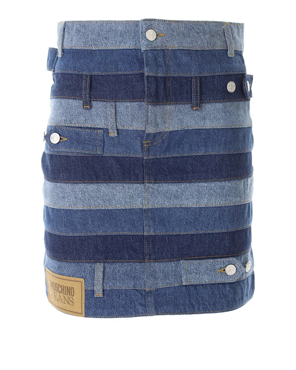 Moschino Jeans Logo Patch Panelled Denim Skirt