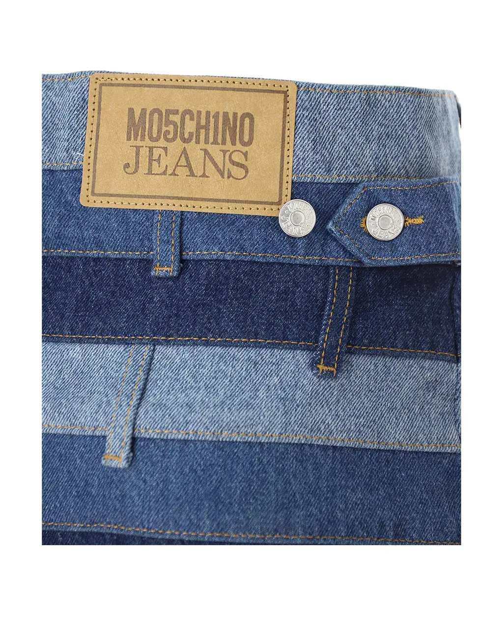 Moschino Jeans Logo Patch Panelled Denim Skirt