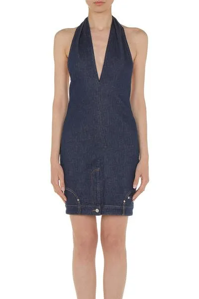 Moschino Jeans V-Neck Halterneck Mini Dress