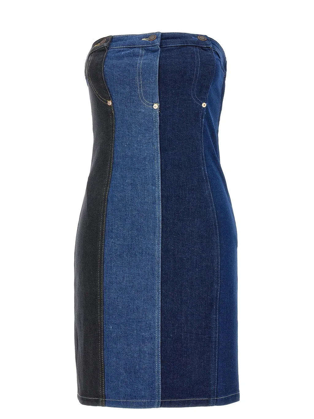 Moschino Jeans Off-Shoulder Layered Denim Dress