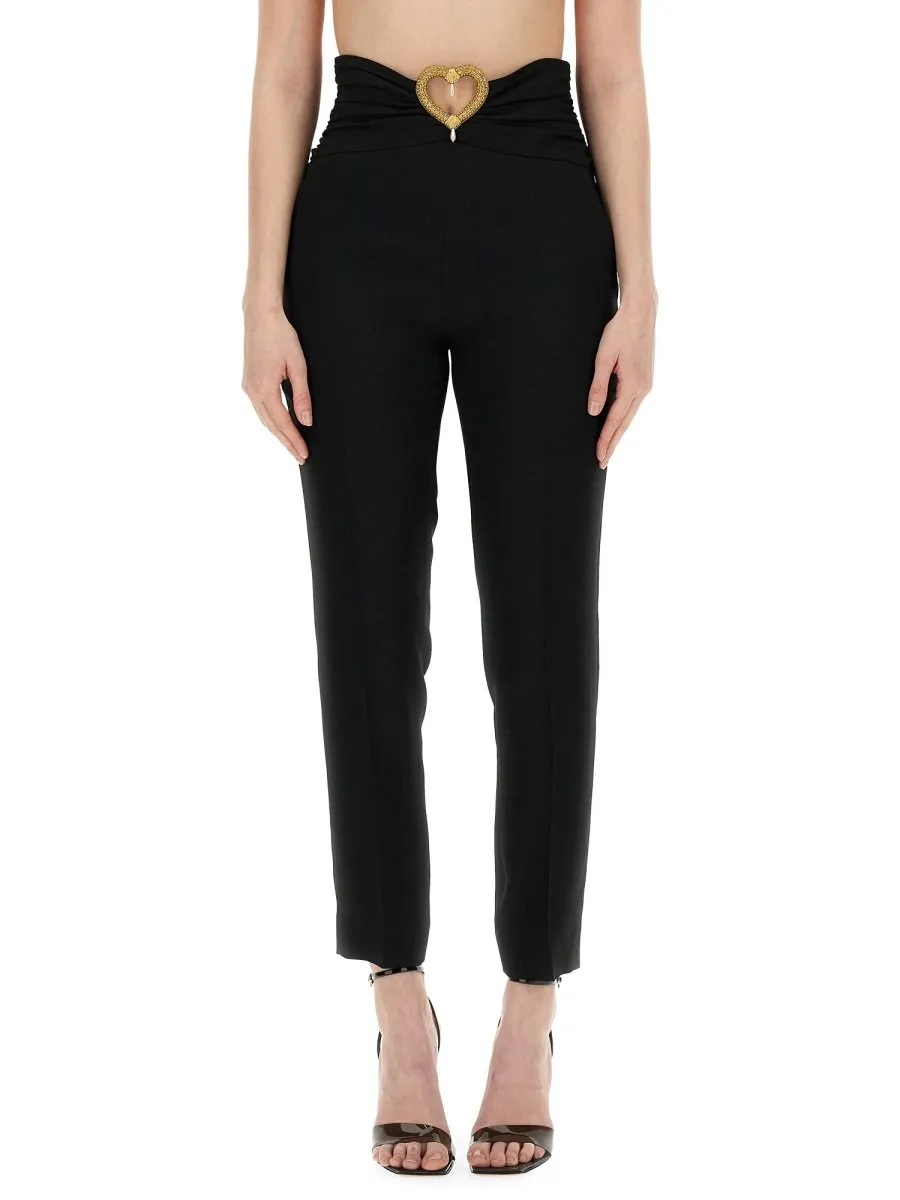 Moschino Heart Cut-Out Tapered-Leg Tailored Trousers