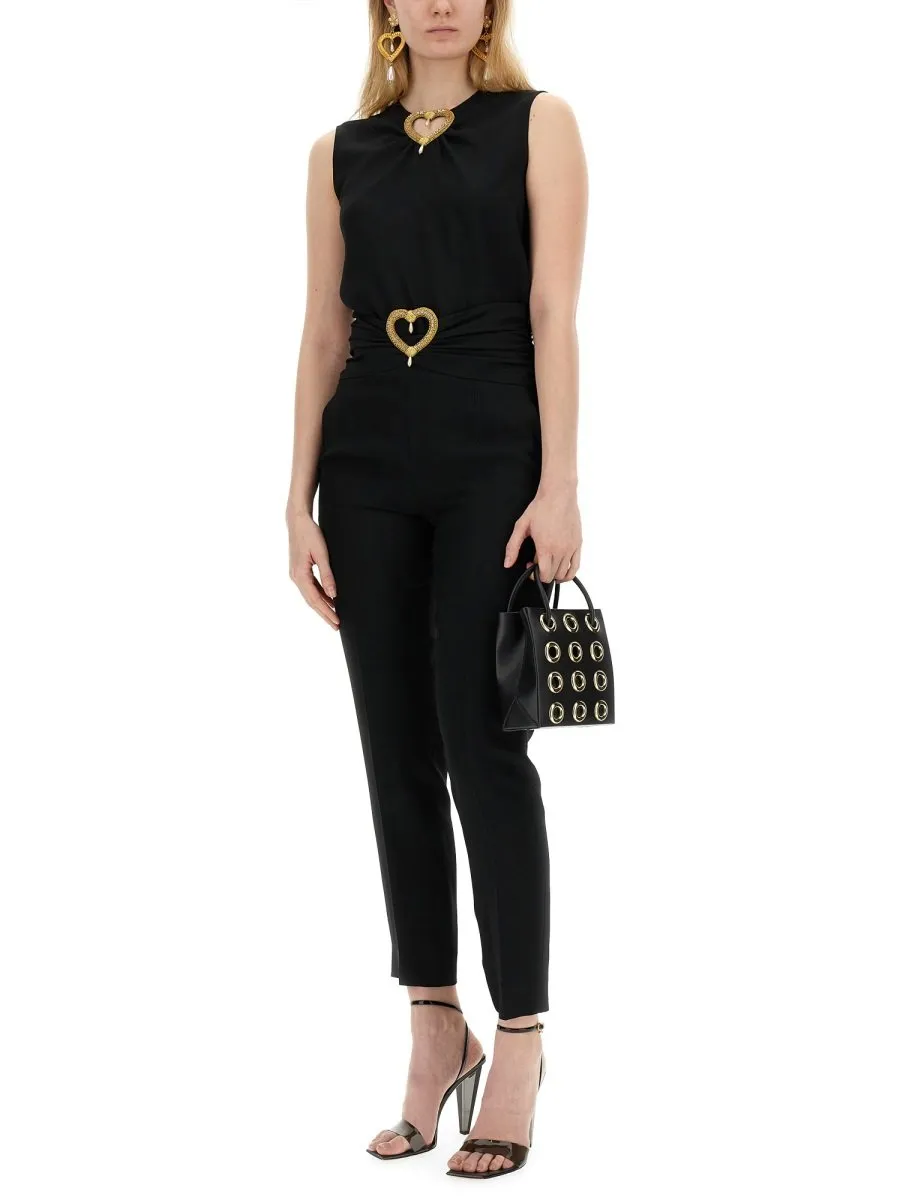 Moschino Heart Cut-Out Tapered-Leg Tailored Trousers