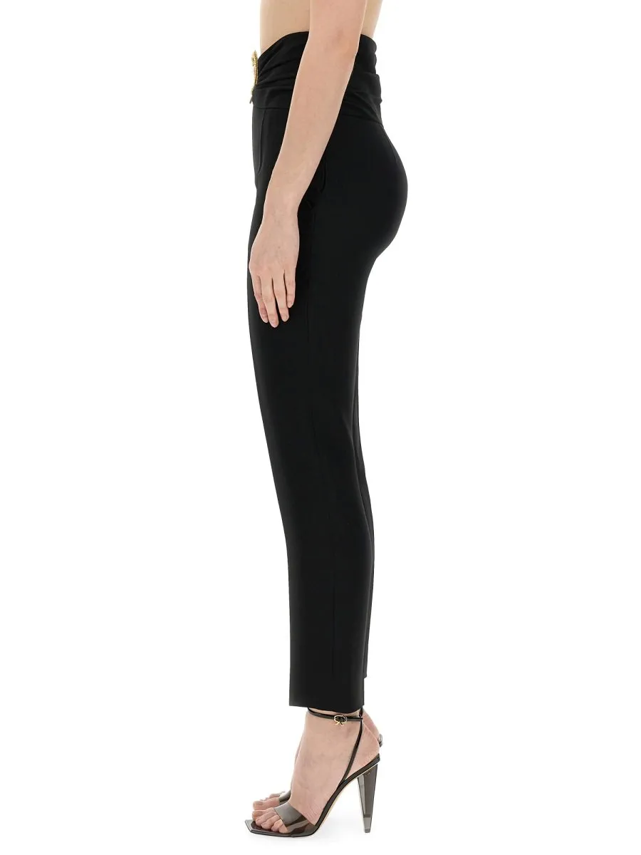Moschino Heart Cut-Out Tapered-Leg Tailored Trousers